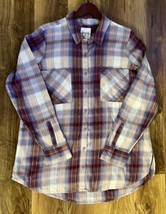 Women’s Garnet Mudd Plaid Soft Long Sleeve Flannel Button Down Shirt Siz... - £17.86 GBP