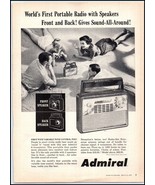 1958 Admiral Radio PRINT AD World&#39;s First Portable Radio With Speakers BX4 - $174.13 MXN