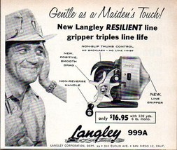 1960 Print Ad Langley 999A Fishing Reels Line Gripper San Diego,CA - $10.54