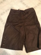 Multiple Soft 100% Linen Brown Back Pocket Size medium Shorts flat front - $26.88