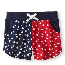 Walmart Brand Toddler Girls French Terry Shorts Size 2T Red White Blue Stars - £7.41 GBP