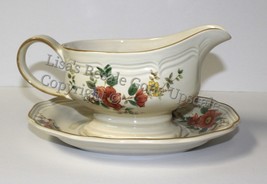 Mikasa Heritage Capistrano Floral &amp; Birds Gravy Boat and Underplate, F 2010 - £19.60 GBP