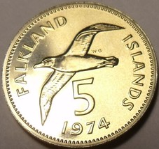 Rare Proof Falkland Islands 1974 5 Pence~Blackbrowed Albatross~23,000 Minted~F/S - £10.10 GBP