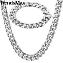 Trendsmax Polished Jewelry Set  Mens Necklace Bracelet 316L Stainless Steel Chai - £38.50 GBP