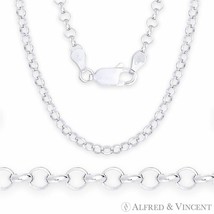 3.2mm Open Rolo Circle Cable Link Italian Chain Necklace in .925 Sterling Silver - £18.64 GBP+