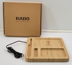 *B2) Rado Bamboo Wooden Wireless Phone Charging Station Caddy Switzerlan... - $19.79