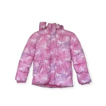 Girls Falls Creek Fleece Lined Puffer Winter Coat Hood Pink Large 10/12 Unicorn - £22.89 GBP