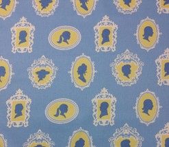 Waverly About Face Blueberry Blue Silhouette Portrait Fabric By The Yard 54&quot;W - £8.42 GBP