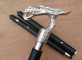 Bastone da passeggio in legno nero con manico di drago di design antico,... - £31.31 GBP