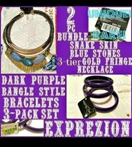 2 Pc Jewelry Bundle Lot #2 Exprezion Set Blue Snakeskin &amp; Solid Purple - £9.22 GBP