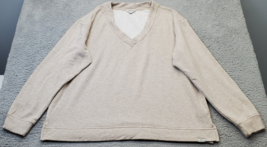 Orvis Sweatshirt Men XL Tan Fleece Lined Slit Long Raglan Sleeve V Neck Pullover - $20.29