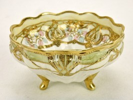 Noritake RC Nippon Footed Bowl, Ornate Floral, Heavy Gilding, Ribbed &amp; Scalloped - £46.79 GBP
