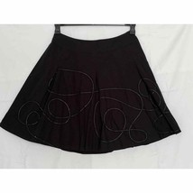 Talbots Petites Black Cotton A Line Flare Skirt Size 14P Embellished Lined - £23.45 GBP