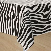48&quot;x60&quot; - Black and White - Tablecloth Poly Cotton Zebra Print - £22.42 GBP