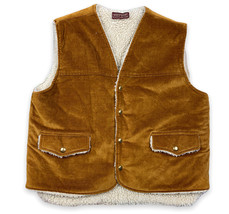 Vintage 80s 90s Jeans West Sherpa Lined Western Vest Medium Snap Front Pockets - £16.61 GBP