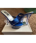 ELITE SEQUIN BLUE CLEAR PLATFORM HEEL DANCE SHOES SIZE 8 NIB - $49.50