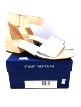 Stuart Weitzman Oneway Color-Block Leather Sandals- Silver Supple, US 7M - £63.30 GBP