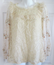 V CRISTINA Lined Ivory Lace Ruffles Embroidered Blouse Top NWT Boho (S) - £14.02 GBP