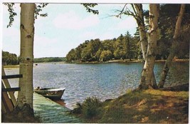 Ontario Postcard Northern Ontario Lake With Boat &amp; Trees - £1.65 GBP