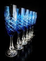 Faberge  Odessa Sky Blue  Colored Crystal Champagne Flutes  NIB image 4