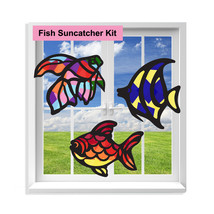 Fish Suncatcher Craft - 3 Sets Stained Glass Effect Paper Window Art - $9.99+