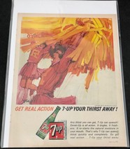 Vtg 7-UP Cheerleading Color Print Ad &quot;Get Real Action&quot; 1964 Bob Peak Art Poster - £4.02 GBP