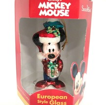 Disney Mickey Mouse Blown Glass Ornament Standing by Lamppost 4.5" Tall New - £7.37 GBP