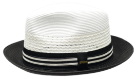 Men's Bruno Capelo Hollywood 2-Tone Straw Style Fedora Hat HW797 White/Black image 2
