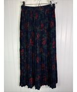 Vintage Pleated Wool Skirt Navy Floral XS 0/2 Womens Woodward USA Midi C... - $540.47 MXN