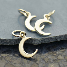 Sterling Silver Crescent Moon Charm - Tiny 14x7mm - $227.32 MXN