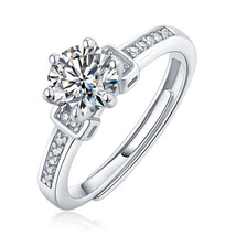 Masculine Six Claws Moissanite 950 Platinum Over Sterling Silver Engagement Ring - £51.50 GBP+