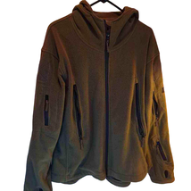 Tactical Series Men&#39;s Fleece Jacket Green Zipped Pockets Hooded Stretch Zipper L - £28.06 GBP