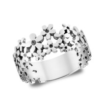 Mini Daisies Sweet Floral .925 Sterling Silver Ring-6 - £15.37 GBP