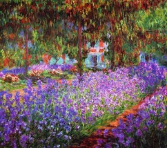 framed canvas art print giclee   Irises In Monet&#39;s Garden At Giverny  11&quot;X12&quot; - £31.31 GBP