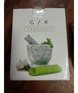 Gramercy Kitchen Mortar and Pestle Grinding Set Polished Marble White Gr... - $282.06 MXN