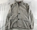 Joyrich Jacket Womens Medium Heather Grey Zip Out Hood Stripe Button Front - £29.57 GBP