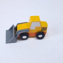 Wooden unmarked Front End Loader Yellow Black plastic bucket - $2.99