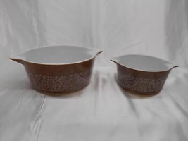 Old Vtg Pyrex Woodland Brown Cinderella Mixing Nesting Bowls Set 2 473-B 475-B - £79.12 GBP