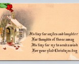 Winter Cabin Scene Christmas Day Poem  Holly Sticker UNP  UDB Postcard D17 - $4.90