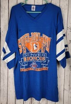 Vtg 1987 Logo 7 Blue Denver Broncos Super Bowl XXII V Neck T-Shirt XL Stripes  - £15.21 GBP