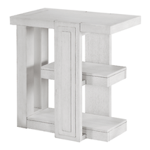 Dover 14&quot; Slim Rectangular Side End Table With Storage Shelves In Cerused White - $591.95