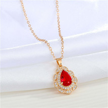 Red Crystal &amp; Clear Cubic Zirconia Hola Pendant Necklace - £11.18 GBP