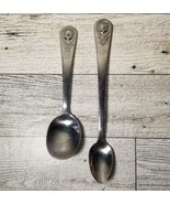 2 Vintage Gerber Oneida Toddler Baby Spoons Stainless Steel Infant Child - £7.06 GBP