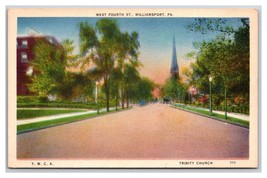 West Fourth Street View Williamsport Pennsylvania PA UNP Linen Postcard Y13 - £2.33 GBP