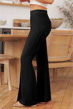 Black Split Hem High Waist Pants - $304.73 MXN