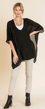 New UMGEE S/M M/L black flowing layering caftan tunic top cover-up cruise - $21.95