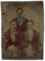c1860&#39;S 1/6 Plate TINTYPE Three Handsome Dapper Men in Suits Posing Together - £7.57 GBP
