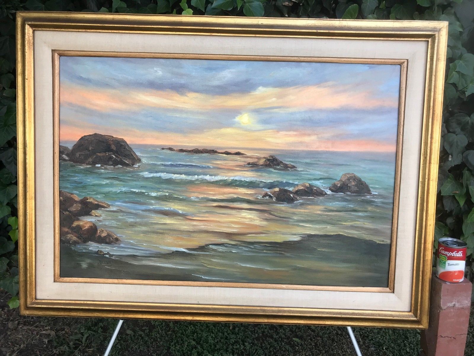 RYSSEL Original 1950s HUGE SEASCAPE MODERN IMPRESSIONIST OIL Canvas Paul Gachet Item image 9