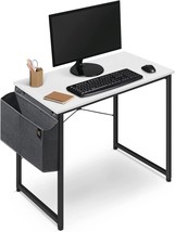 Monibloom Computer Desk 32 Inches With A Storage Bag, Student Laptop, White - £47.89 GBP