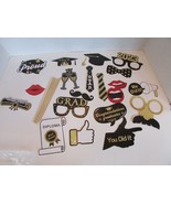 Photo Booth Props Wall Decor &amp; Stick holders New Graduation Black Gold - $8.12 CAD